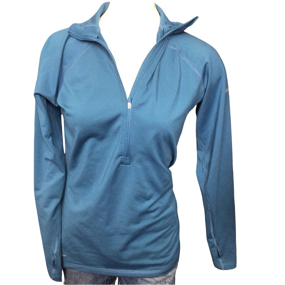 Nike Pro Blue Fleece Quarter Zip Pullover